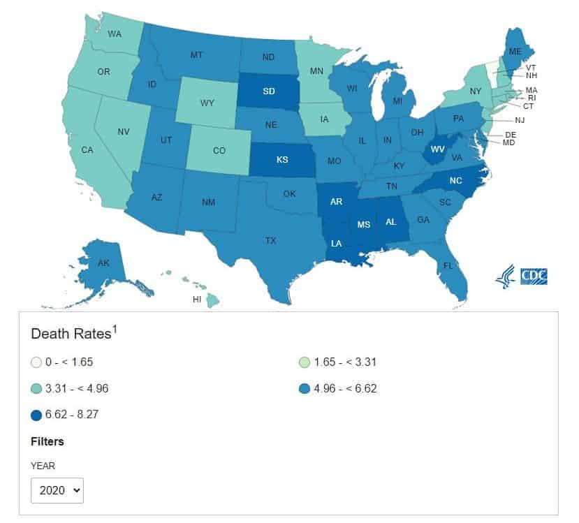 infant mortality rates by states 2020